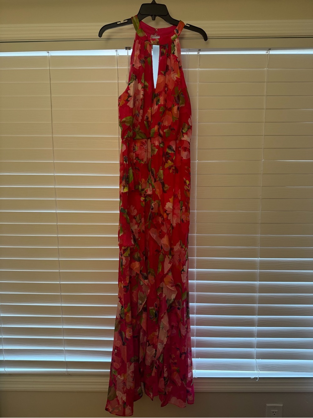 Adrianna Papell Hot Pink Floral Evening Dress - Picture 6 of 7